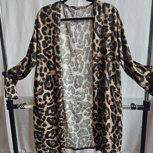 Leopard Print Open Front Cardigan
